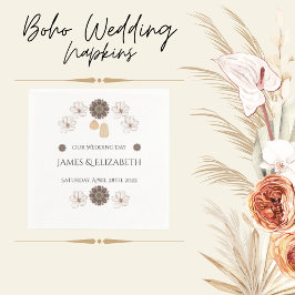 Boho WildblommBröllop Pappersservett