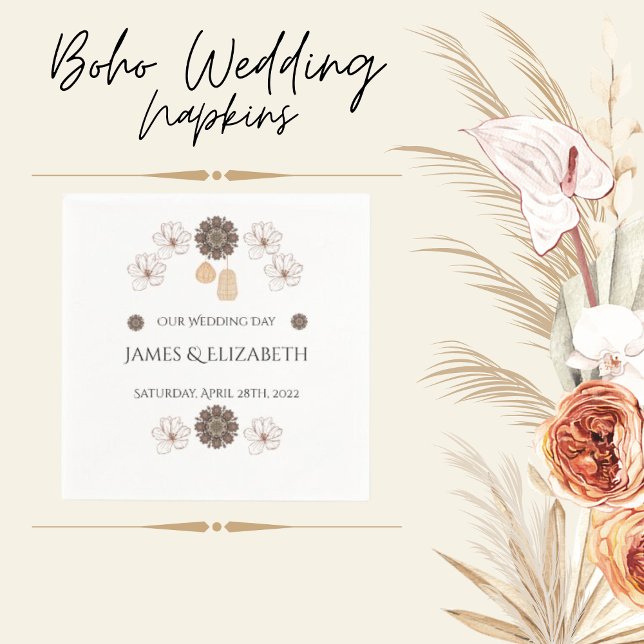Boho WildblommBröllop Pappersservett (Skapare uppladdad)
