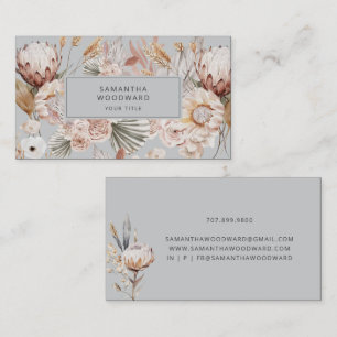 Boho WildblommCream Terracotta Grått Professionell Visitkort
