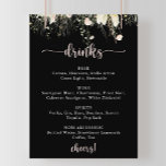 Boho Wildblomme Black Bröllop Drinks Menu Poster<br><div class="desc">Den här poster för svartblommiga drycker i bröllop är perfekt för ett orustiskt bröllop. Utformningen har vattenfärgsrosa,  ,  gult och vita vilda blommor som ordnats i eleganter.</div>