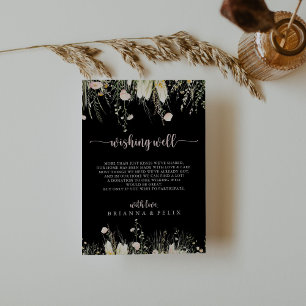 Boho Wildblomme Black Bröllop Wishing Wishing Tilläggskort