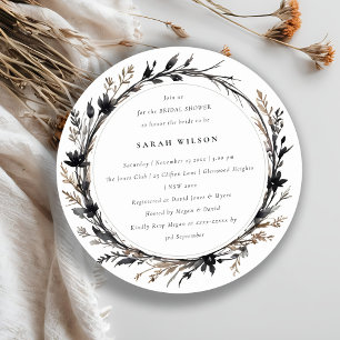 Boho Wildblomme Black Fall Wandeans Möhippa Inbjudningar