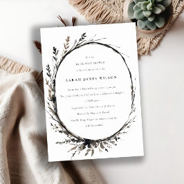 Boho Wildblomme Black Fall WandeBaby Shower Inbjudningar