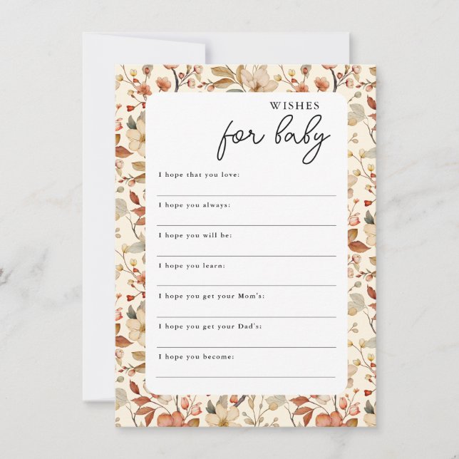 Boho Wildblomme Blommigt Önskemål för Baby Inbjudningar (Framsida)