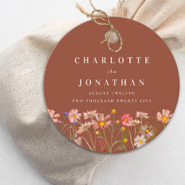 Boho Wildblomme Burnt Orange Bröllop Tack Gåvor Etiketter