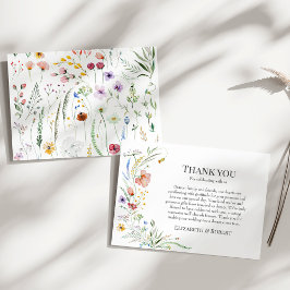 Boho Wildblomme Meadow Bröllop Tack Kort