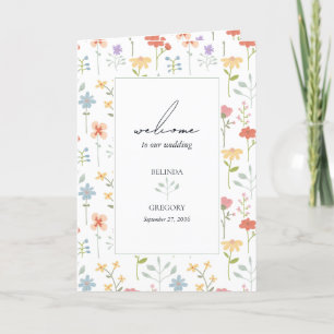 Boho Wildblommes Blommigt Bröllop serviceorder Program