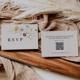 Boho Wildblommes Bröllop OSA QR-kodkort Anteckningskort