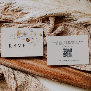 Boho Wildblommes Bröllop OSA QR-kodkort Anteckningskort