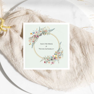 Boho WildblommFern Mint Grönt Bröllop Pappersservett