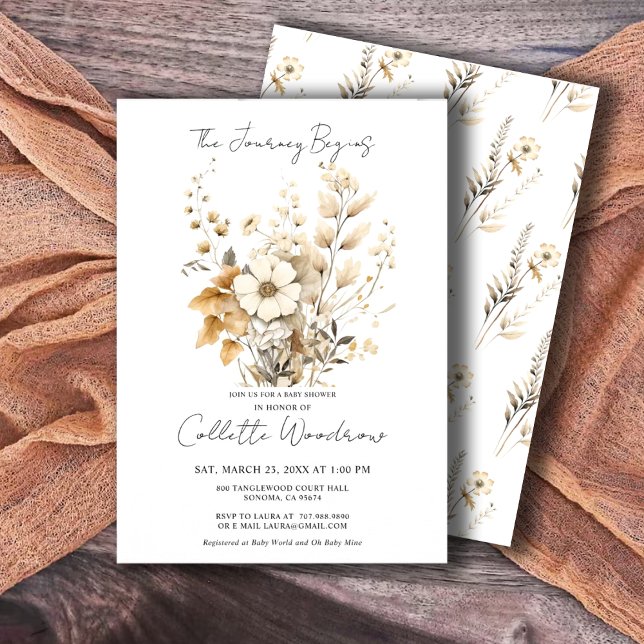 Boho WildblommJourney Begins Baby Shower Inbjudningar (Skapare uppladdad)