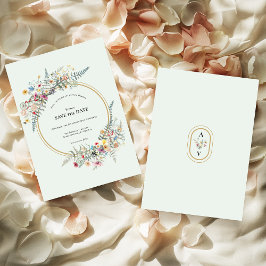 Boho WildblommMint Grönt Bröllop spara datum Spara Datumet