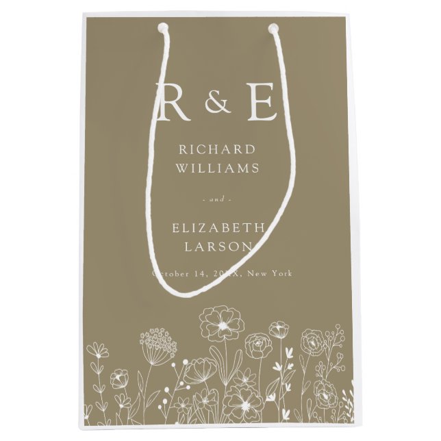 Boho WildblomModern Watercolor Bröllop (Framsidan)