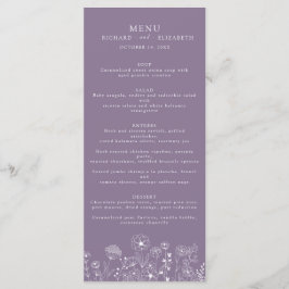 Boho WildblomModern Watercolor Bröllop Meny