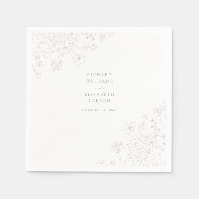 Boho WildblomModern Watercolor Bröllop Pappersservett (Framsidan)