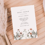 Boho WildblomMöhippa Inbjudningar<br><div class="desc">Vitaktigt kort för inbjudningskort för möhippan med vattenfärgad illustration av vilda blommor i rosa och vitt. Perfekt för vår eller sommar firande.</div>