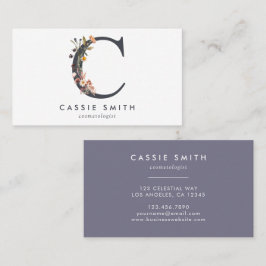 Boho Wildblommonogram Initial C Visitkort