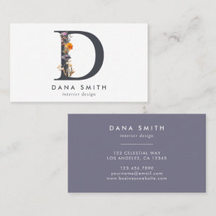 Boho Wildblommonogram Initial D Visitkort