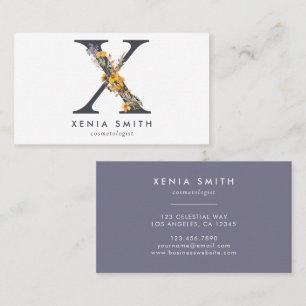 Boho Wildblommonogram Initial X Visitkort