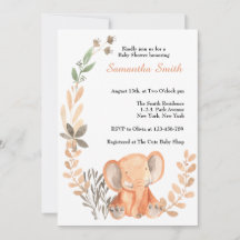Boho Wildblommor Baby Elephant Baby Shower