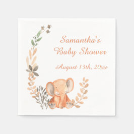 Boho Wildblommor Baby Elephant Baby Shower Pappersservett