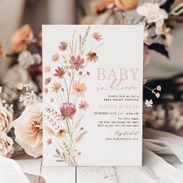 Boho Wildblommor Baby i Bloom Baby Shower Inbjudningar