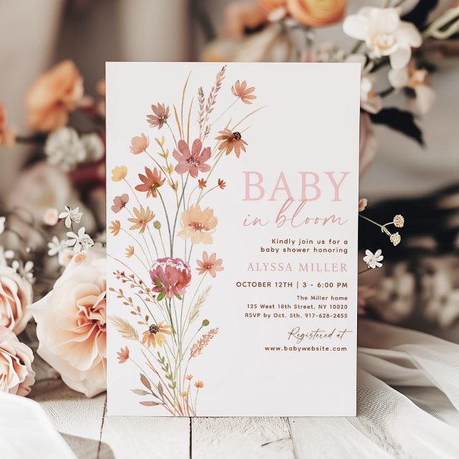 Boho Wildblommor Baby i Bloom Baby Shower Inbjudningar (Skapare uppladdad)