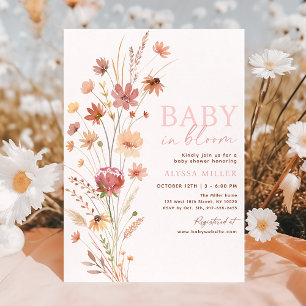 Boho Wildblommor Baby i Bloom Baby Shower Inbjudningar