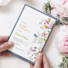 Boho Wildblommor Baby Shower-inbjudan Inbjudningar