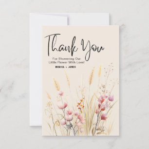 Boho Wildblommor Baby Shower - tackkort Kort