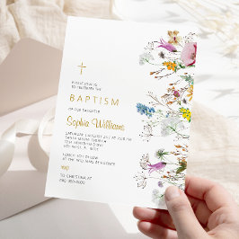 Boho Wildblommor Baptism-inbjudan Inbjudningar