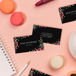 Boho Wildblommor - Black Visitkort