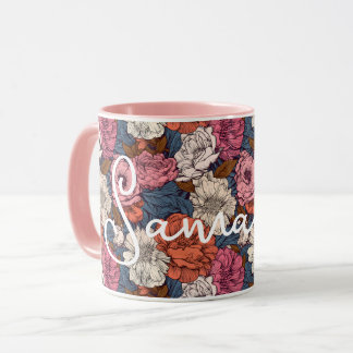 Boho Wildblommor Blommigt Monogram Westerna blommo Mugg