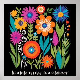 Boho Wildblommor Blommigt Natature Flower Poster