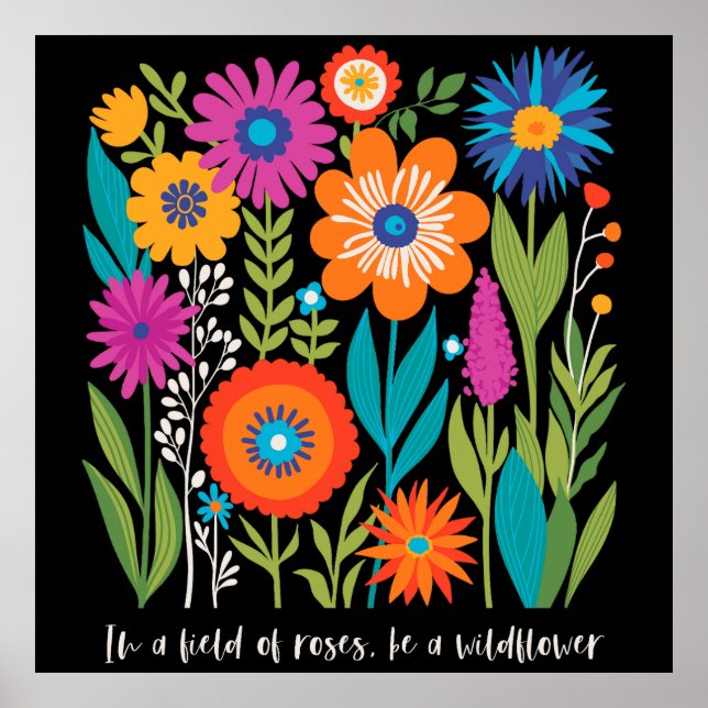 Boho Wildblommor Blommigt Natature Flower Poster (Framsidan)