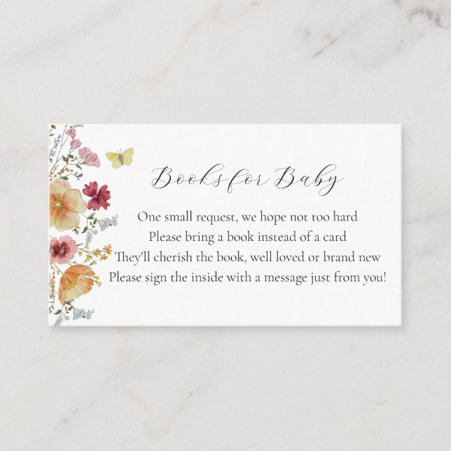Boho Wildblommor Bokar för Baby Tilläggskort (Framsida)