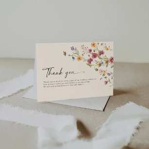 Boho Wildblommor Bröllop Flat tackkort Tack Kort