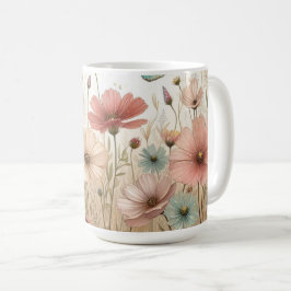 Boho Wildblommor & butterflies Kaffemugg