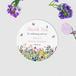 Boho Wildblommor & Butterflies Tack Runt Klistermärke