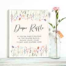 Boho Wildblommor Diaper Raffle Drop Baby Shower