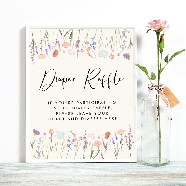 Boho Wildblommor Diaper Raffle Drop Baby Shower Poster (Skapare uppladdad)