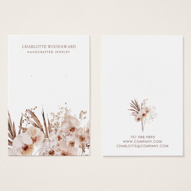 Boho Wildblommor Earring Jewelry Visning Cards Visitkort (Framsida & baksida)