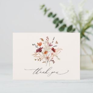 Boho Wildblommor Elegant Fall Wedding Tack Kort