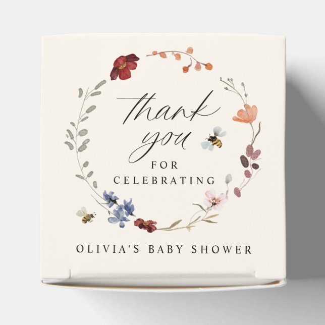 Boho Wildblommor Greenery Baby Shower Favor Box Presentaskar (Överdel)