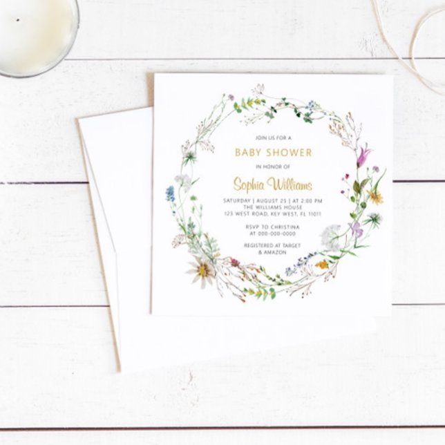 Boho Wildblommor, inbjudan till babykläder (Skapare uppladdad)