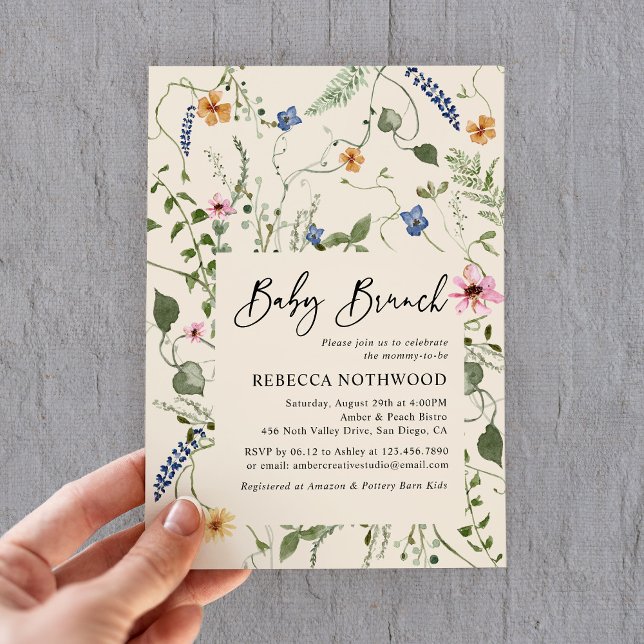 Boho Wildblommor Kön Neutral Baby Brunch Shower Inbjudningar (Skapare uppladdad)