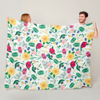 Boho Wildblommor Meadow Blommigt Design Fleecefilt
