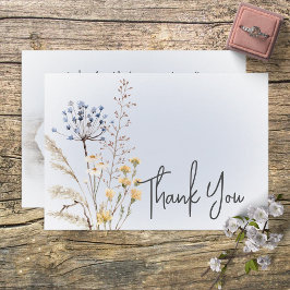 Boho Wildblommor Modern Blue Bröllop Tack Kort