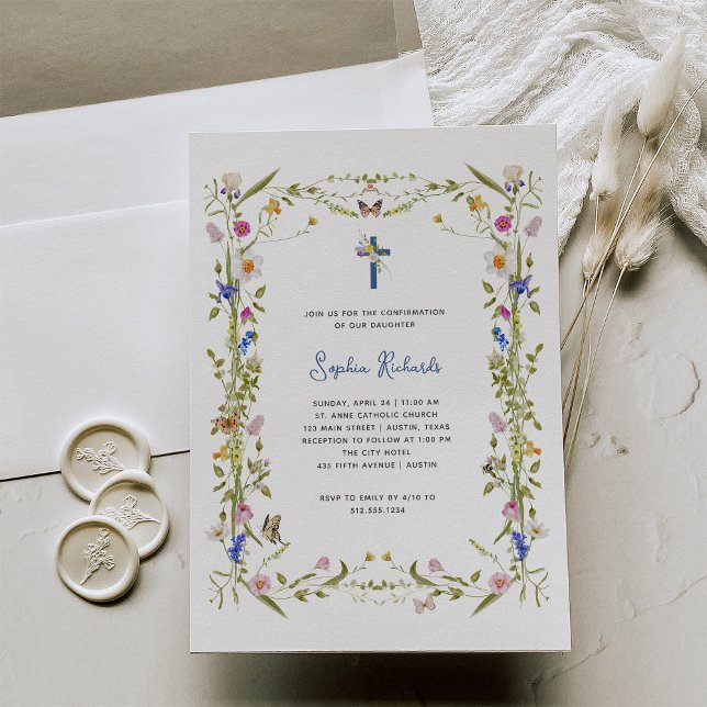 Boho Wildblommor och Butterflies | Bekräftelse Inbjudningar (Skapare uppladdad)