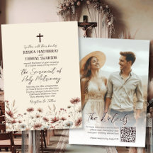Boho Wildblommor Photo & QR Code Catholique Bröllo
